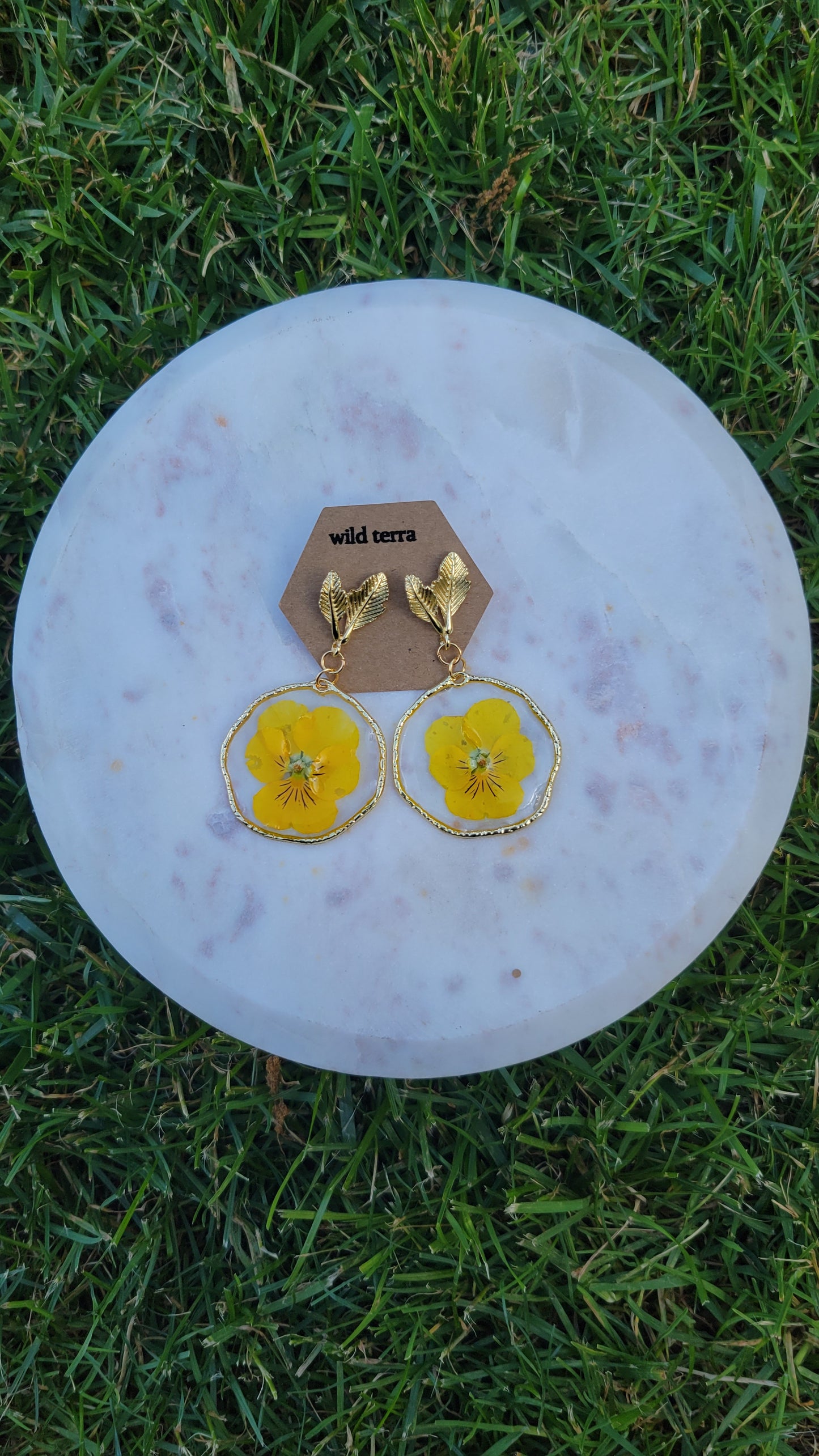 Gold Pansy Earrings