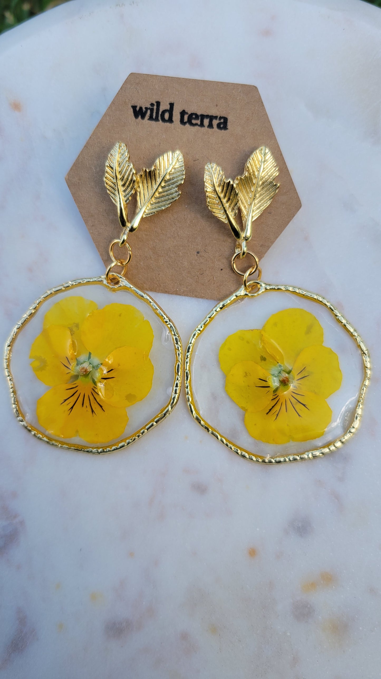 Gold Pansy Earrings