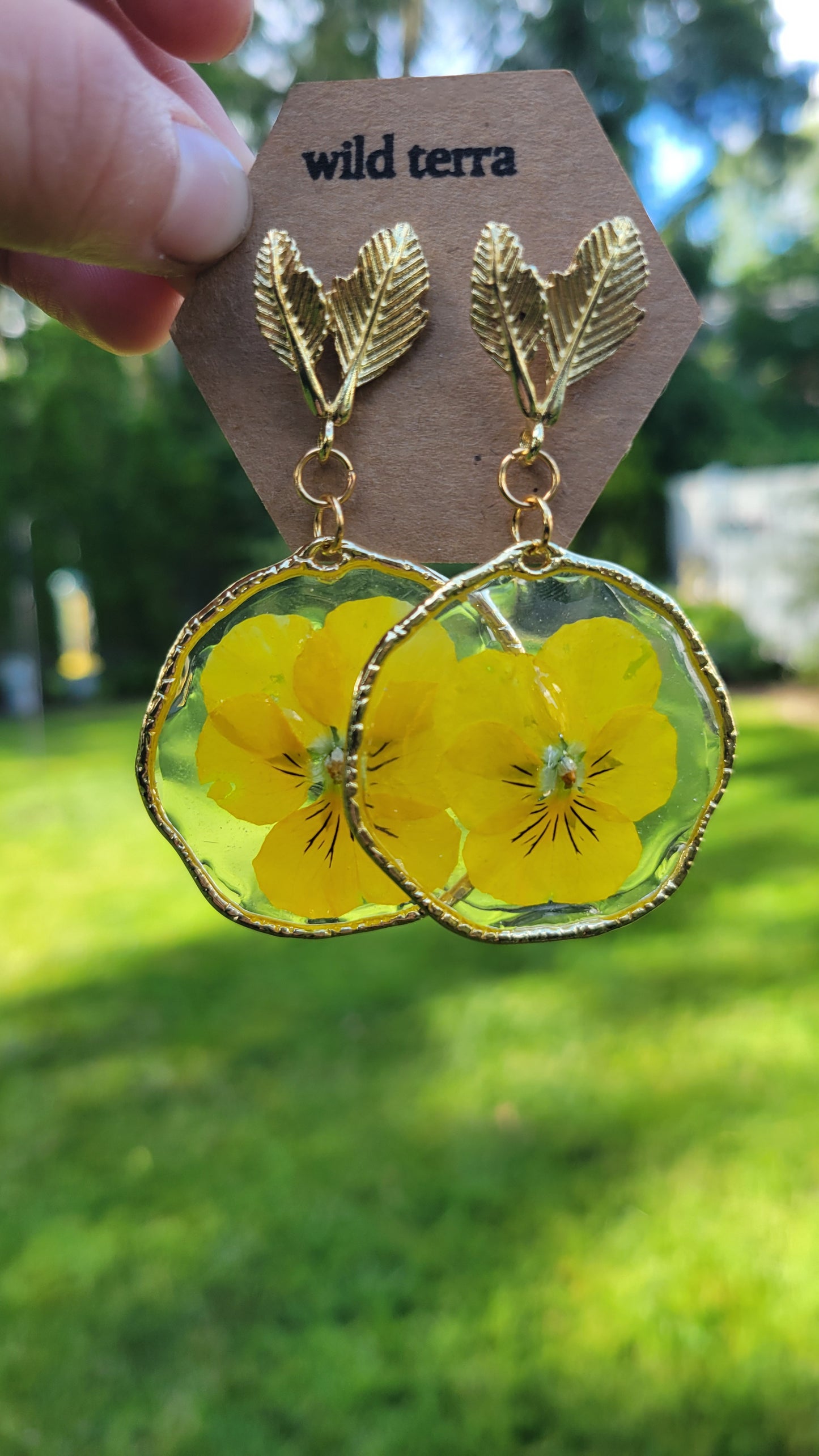 Gold Pansy Earrings